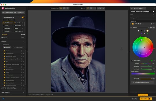 Das neue Color-Grading-Farbrad in Nik Color Efex zur unabhängigen Steuerung von Schatten, Mitteltönen und Spitzlichtern.