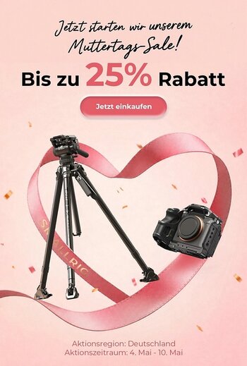 SmallRig Aktionsbanner mit Rabatt auf Kamera-Zubehör und Video-Equipment im Mai-Sale