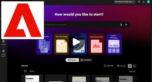 Werbegrafik von Adobe Acrobat Studio, die die Benutzeroberfläche des KI-Agenten mit Funktionen wie Zusammenfassungen und Audio-Übersichten zeig