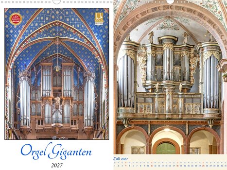Monumentale Kirchenorgeln mit glänzenden Orgelpfeifen, fotografiert bei schwierigen Lichtverhältnissen im Innenraum.