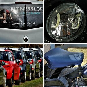 Autos, Motorräder und Moppeds.