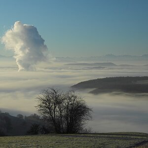 Blick vom Hochschwarzwald nach Süden Richtung Schweiz und Alpen auf das AKW Leibstadt
D2X 0068 web
