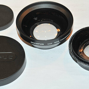 Ein neuer OLYMPUS 0,8 WIDE Konverter,
um die verkratzte Frontlinse meines selbstgestrickten Fisheyes zu ersetzen.