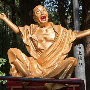 Ein Buddha im Tempel der 1000 Buddhas in Hong Kong