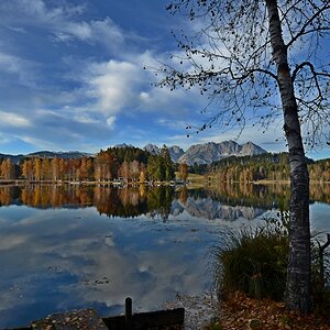 Schwarzsee bei Kitzbühel - Blick auf den Wilden Kaiser (bei Föhn) - stark bearbeitet