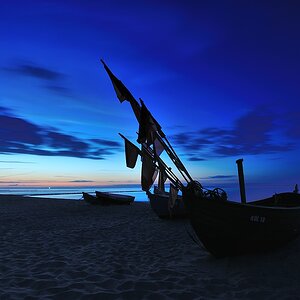 Kölpinsee/Usedom Boote bei Nacht