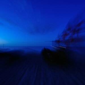 Kölpinsee/Usedom Boote bei Nacht experimentell