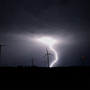 Blitz und Windräder