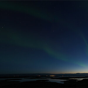 Stykkishólmur Breiđasund Polarlicht Panorama 2