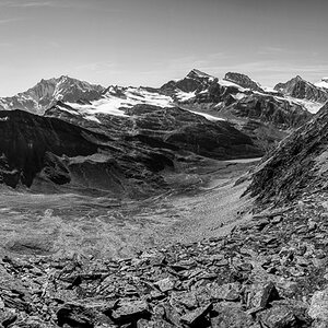 Blick vom Jazzihorn Stellihorn und Monte Rosa