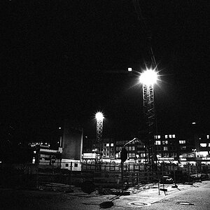 Baustelle Haerder-Center, November 2007
Nikon FM2n, AF-D 20mm/f2.8, Kodak TriX 400