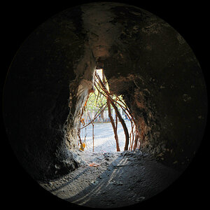 Fisheye-Aufnahme:
Sendlinger Tor in München, Ausblick aus dem Südturm nach Südwesten im Herbst