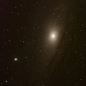 Andromeda-Galaxi, Testaufnahme von einem 10 Zoll Spiegelteleskop.