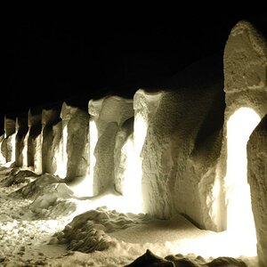 Reihenhäusr, äh -Iglus, bei Nacht