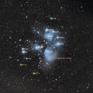 M45 Plejaden mit Sternbeschriftung