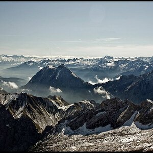 Zugspitze,Blick über die Alpen