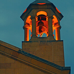 church tower by night