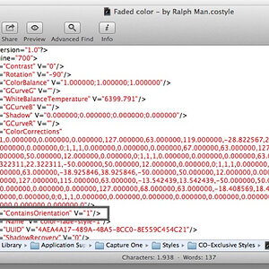 CaptureOne .costyle XML Edit