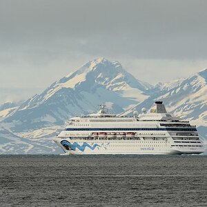 Ein Schiff der Aida-flotte verläßt Longyearbyen
0751