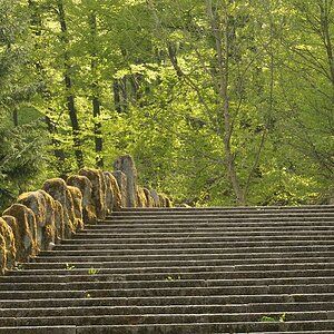 DSC 5254 Leere Treppenstufen, nur die Sonne ist auf jeder Stufe