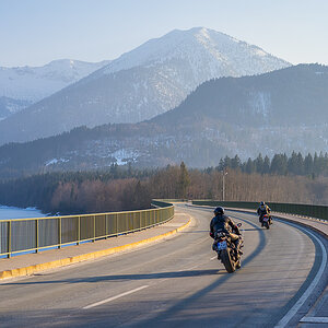 Frühlingsbeginn Motorrad Sylvenstein