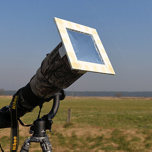 s150320 D81 5796
SOFI-Setup:
Selbestgebastelter Aufsteckfilter aus Baader Folie und Polysytrolstreifen
500/4 + TC (TC17 / TC20II / TC20II + Sigma TC1,