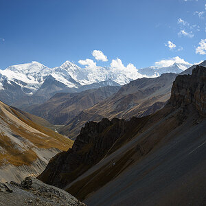 Blick vom Highcamp auf Annapurna Gruppe klein