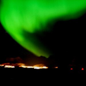 Polarlicht vor Svolvär/Lofoten ( Bild von der Trollfjord gemacht, also mit Schiffsbewegung leider)