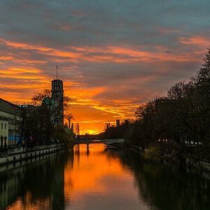 Sonnenuntergang Isar Deutsches Museum