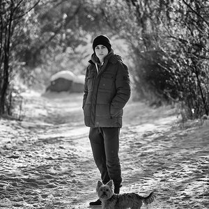 Mein Sohn mit Hund