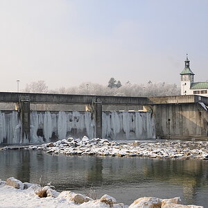 Hochablass Augsburg, zugefroren Januar 2017