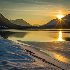 Sonnenuntergang am Sylvensteinsee