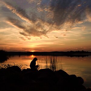 Sonnenuntergang mit Arthur