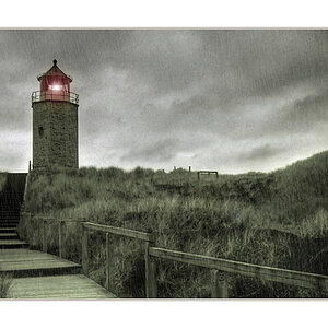 Kampen Leuchtturm HDR Regen 2a gerahmt klein