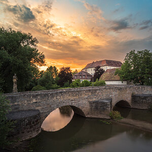 Sunset Behind the Bridge and Castle
