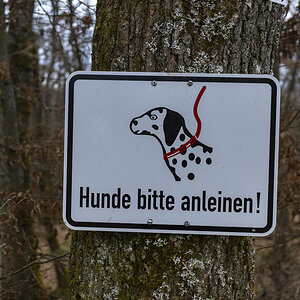 Hunde bitte anleinen!