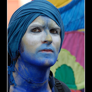 blue face