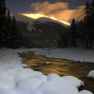 Sunwapta River Sonnenuntergang, Jasper NP
