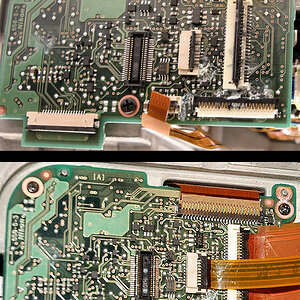 Das obere Mainboard einer D3 mit Wasserschaden.
Oberes Foto von Nikon Dresden von Andy Ohrs D3,
unteres Foto von mir von der gelieferten D3.