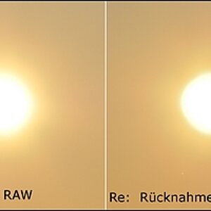 Sonne / Halo
Vergleich RAW-Daten mit JPG-Post in Forum (Auswirkung leichte Rücknahme der "Lichter")