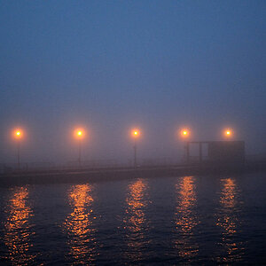 Nebel im Hamburger Hafen - Morgens um viertel nach sechs vor dem Fischmarkt