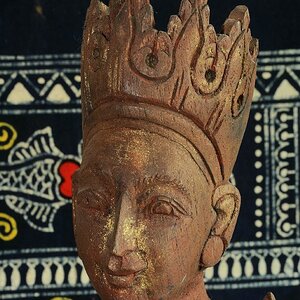 Tänzerin [Kopf] - Myanmar, Holz, handgeschnitzt, blattvergoldet/patiniert - ca. 2000