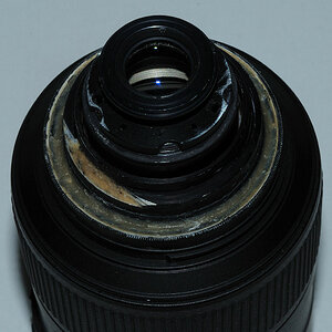 Der selbstgebastelte Lupenobjektiv-Vorsatz am 85/3.5G micro VR - Nikkor für einen Maßstab von 1:5,5