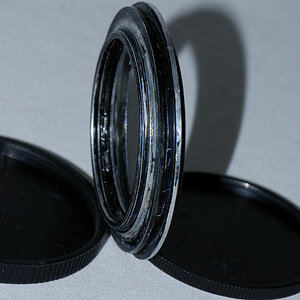 Der selbstgebastelte Kupplungsring 58 mm auf 52 mm
zur Retro-Montage eines AF-S 50/1.4G an einem 85/3.5G micro VR.
