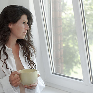 at the window
