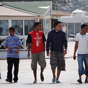 Group of four cool young men