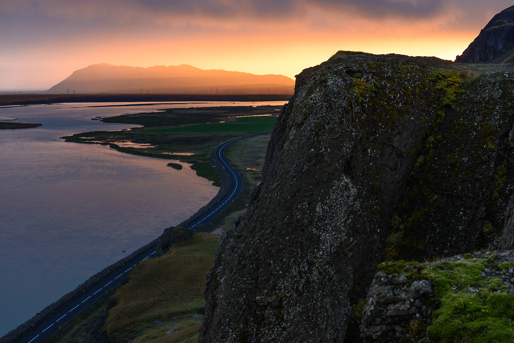 Þjórsá Sonnenuntergang Island 2015