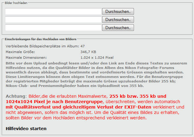 alben bildupload screen