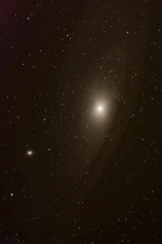 Andromeda-Galaxi, Testaufnahme von einem 10 Zoll Spiegelteleskop.