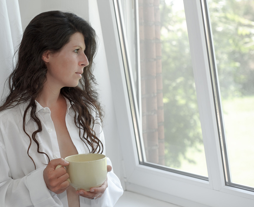 at the window